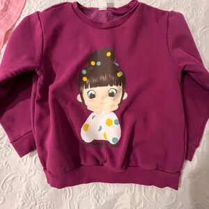 Kids Purple Sweatshirt with Cartoon Design size 6-7 never worn no tags